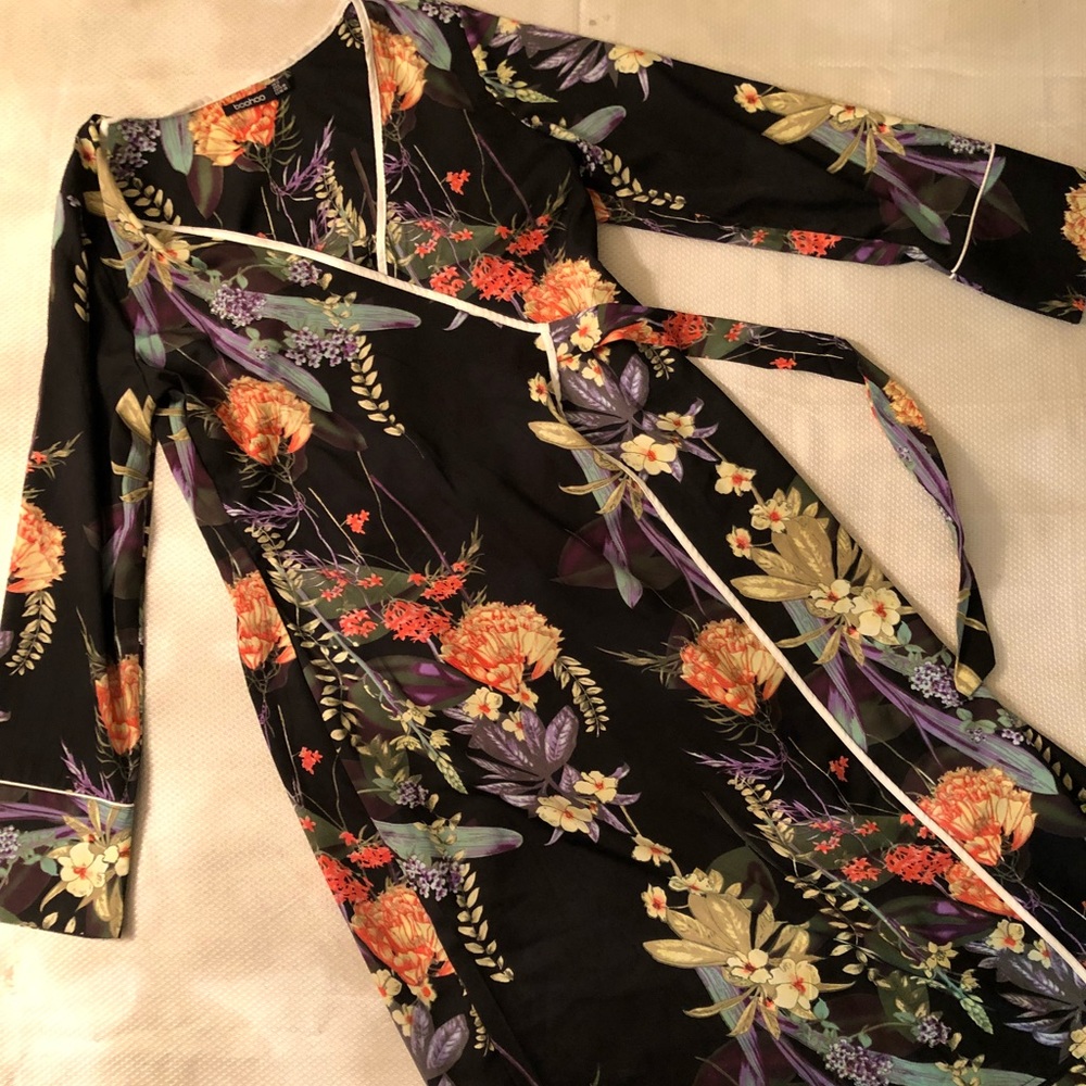 Flower Knee Length Wrap Dress
